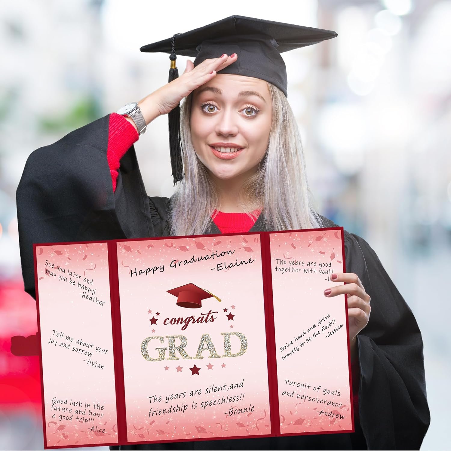 Vlipoeasn Red 2026 Graduation Guest Book Alternative, Red Gold Class of 2026 Graduation Party Decorations, Graduation Signature Book for 2026 College High School, Unique Graduation Gifts for Friends - Image 3