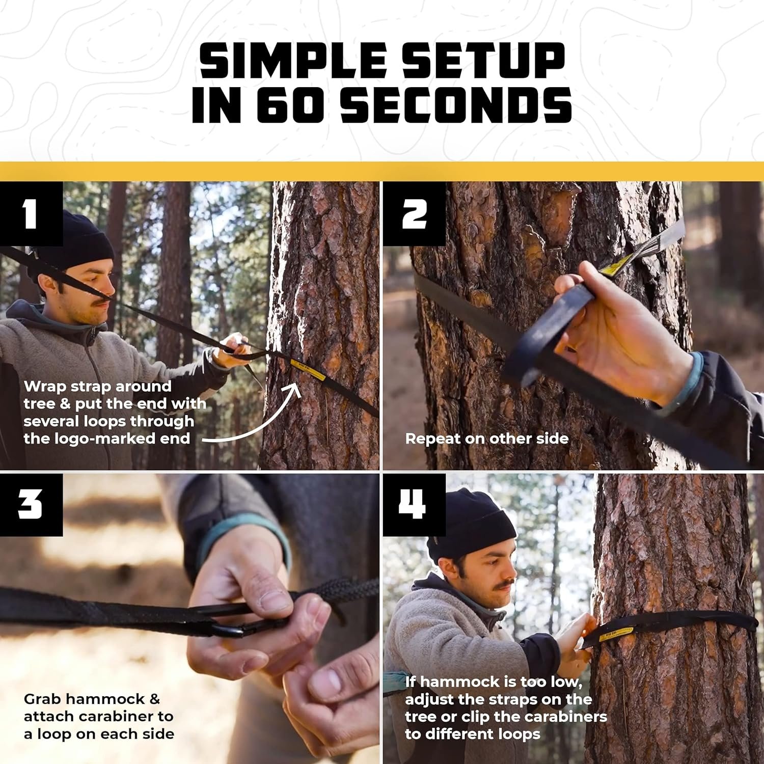 Wise Owl Outfitters Camping Hammock – up to 500lbs Portable Hammock with Tree Straps - Travel, Backpacking, Hiking, Outdoors Camping Gear - Single or Double - Image 4