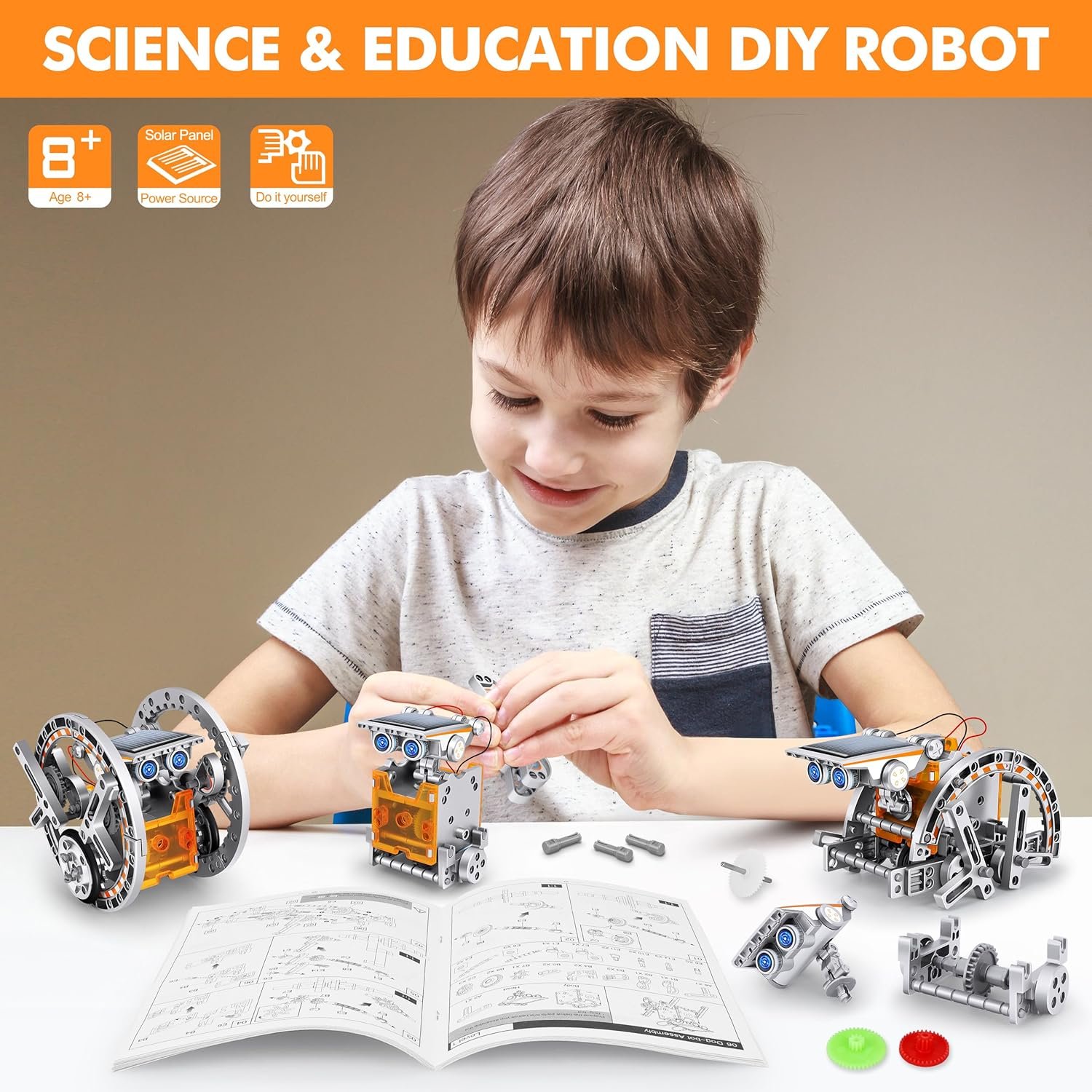 STEM 13-in-1 Education Solar Power Robots Toys for Boys Age 8+, Educational Toy DIY Science Kits for Kids, Building Experiment Robotics Set Birthday Gifts for 8+ Years Old Boys and Girls - Image 4