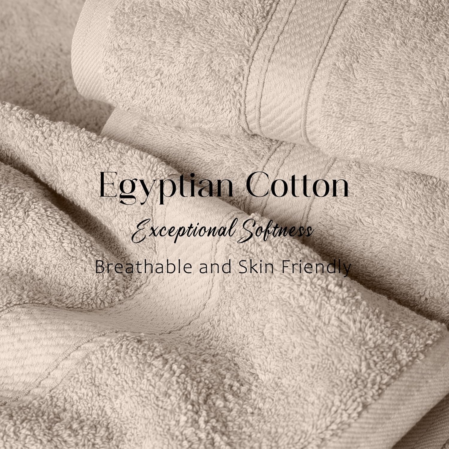 SUPERIOR Egyptian Cotton Ultra Plush & Absorbent, 6 Piece Set, Stone | Quick Dry, Soft Luxury Towel Set, Bath Essentials, Guest Bath, Spa, 2 Bath, 2 Hand, 2 Face Towels, Madeline Towels - Image 5
