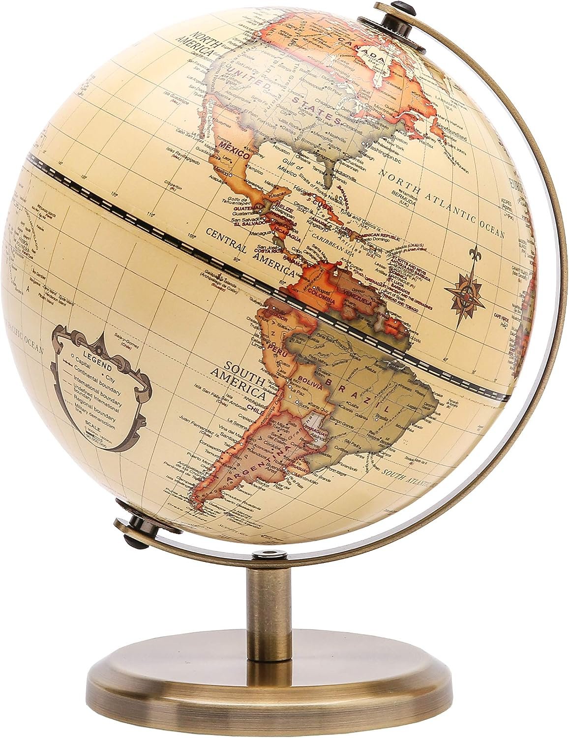 Annova Antique Globe Dia 5.5-inch / 14CM - Educational/Geographic/Modern Desktop Decoration - Stainless Steel Arc and Base - for School, Home, and Office (Antique 5.5“) (Brown-1) - Image 9