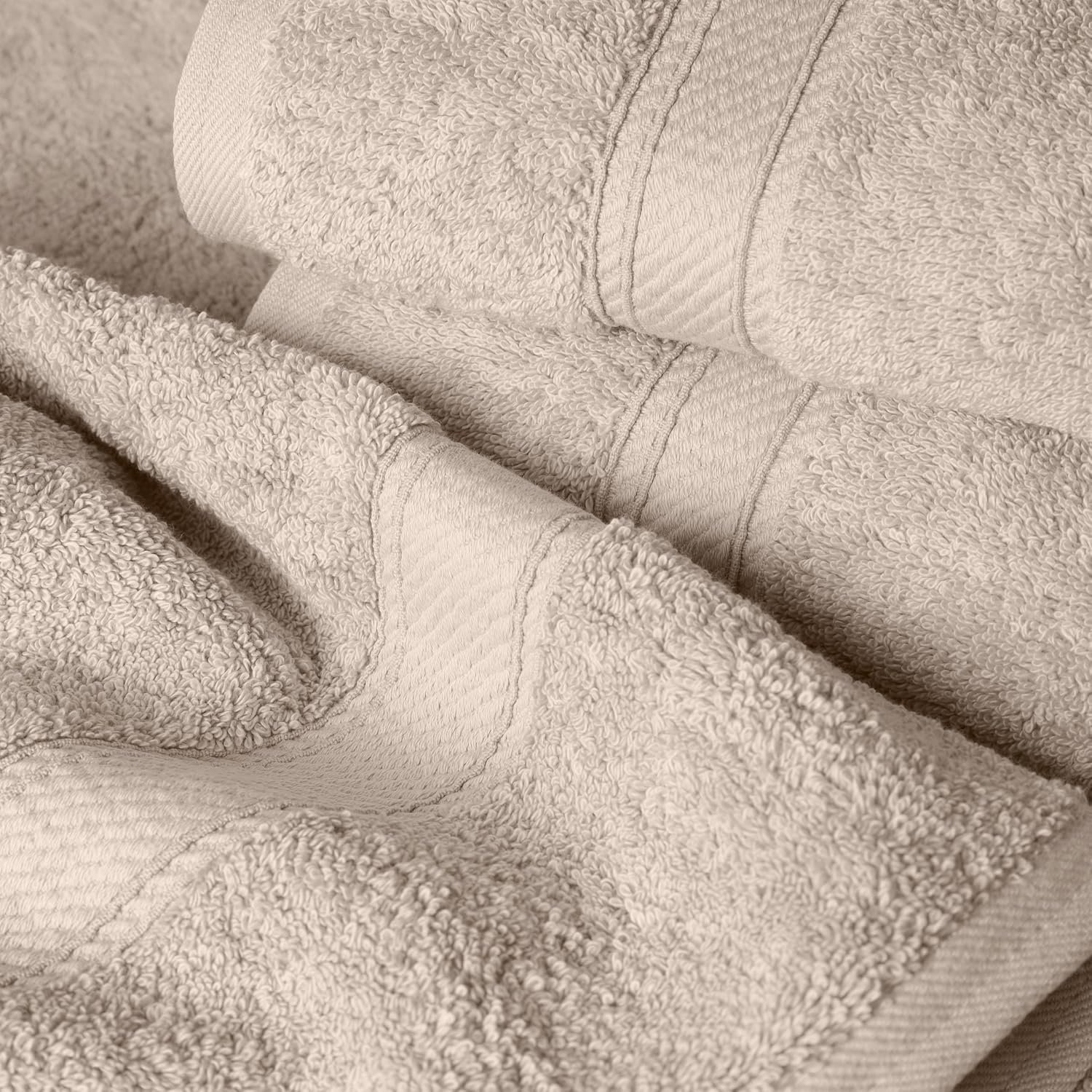 SUPERIOR Egyptian Cotton Ultra Plush & Absorbent, 6 Piece Set, Stone | Quick Dry, Soft Luxury Towel Set, Bath Essentials, Guest Bath, Spa, 2 Bath, 2 Hand, 2 Face Towels, Madeline Towels - Image 3