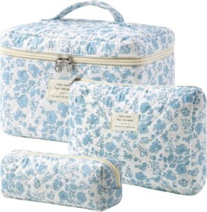 HBselect Quilted Makeup Bag, 3PCS C...