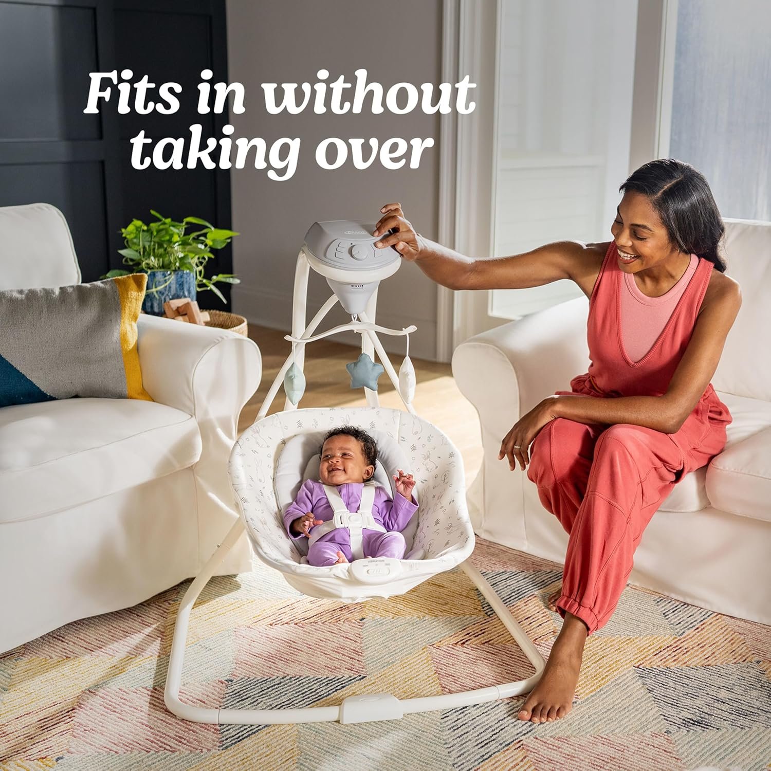 Graco Simple Sway Baby Swing, Side‑to‑Side Motion, Infant Swing with 6 Speeds, Vibration, Ivy - Image 5