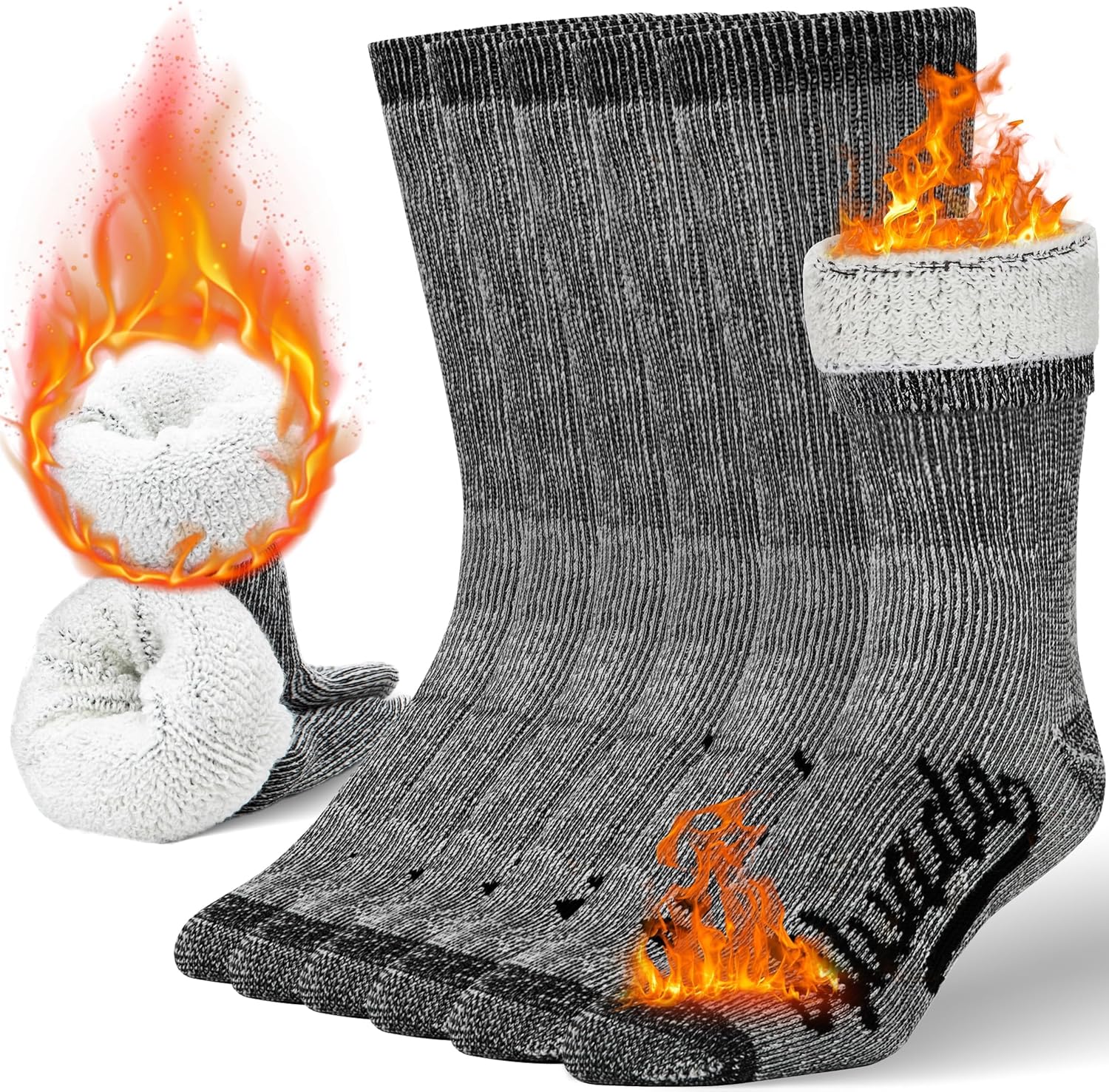 Alvada Merino Wool Hiking Socks Thermal Warm Crew Winter Boot Sock For Men & Women 3 Pairs