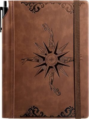 CAGIE Compass Leather Notebook Jour...