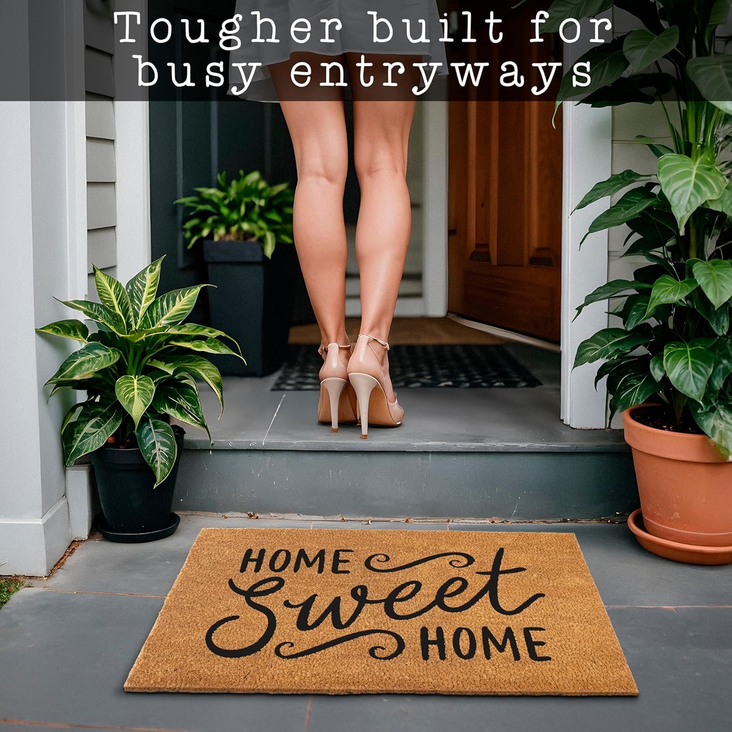 MAINEVENT Home Sweet Home Coir Doormat 30x17 Inch, Welcome Matt Outdoor w/Non-Slip PVC Backing, Outdoor Welcome Mat - Image 2
