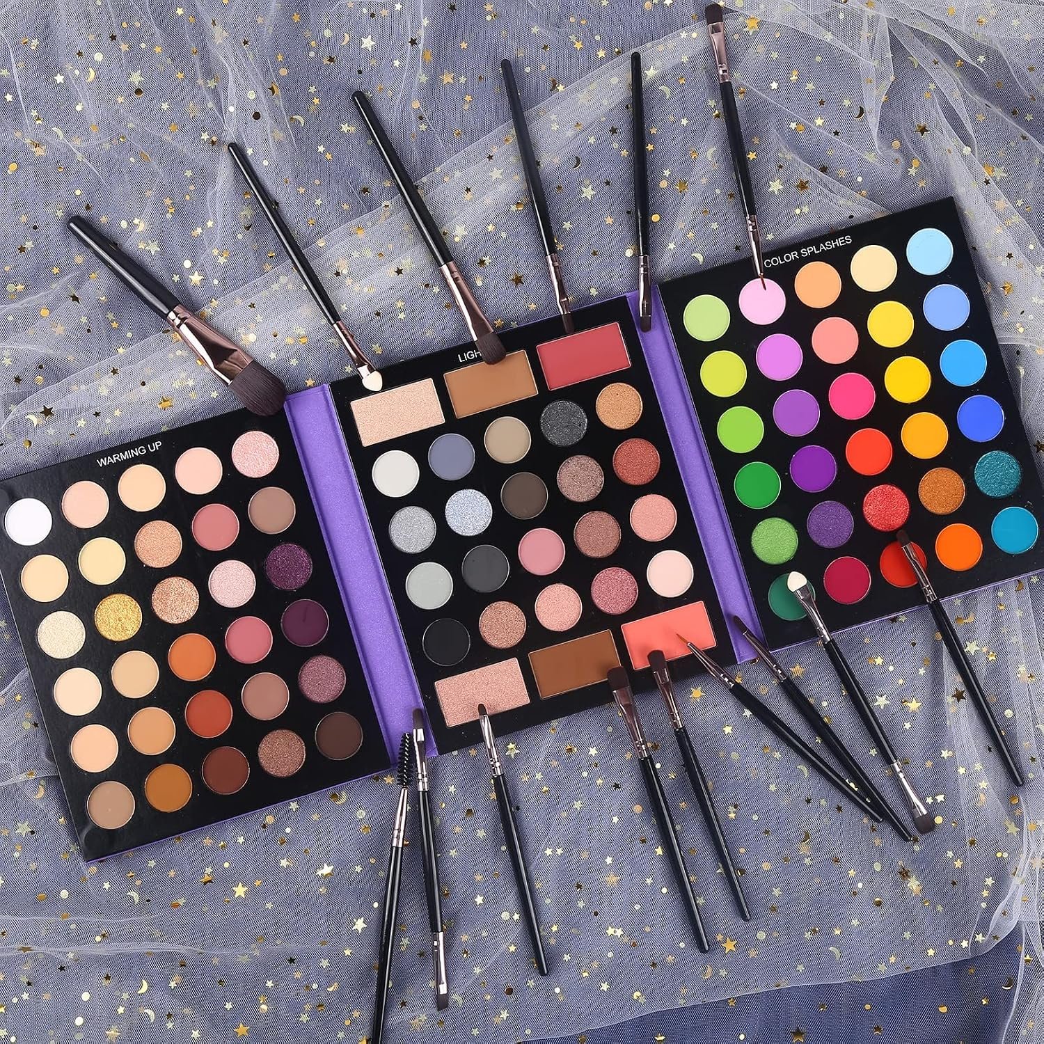 UCANBE Eyeshadow Palette with 15Pcs Brushes Makeup Set, Pigmented 86 Colors Make Up Sets Valentine's Day Gift, Matte Shimmer Glitter Eye Shadow Pallet Highlighter Contour Blush Powder Brush Beauty Kit - Image 6