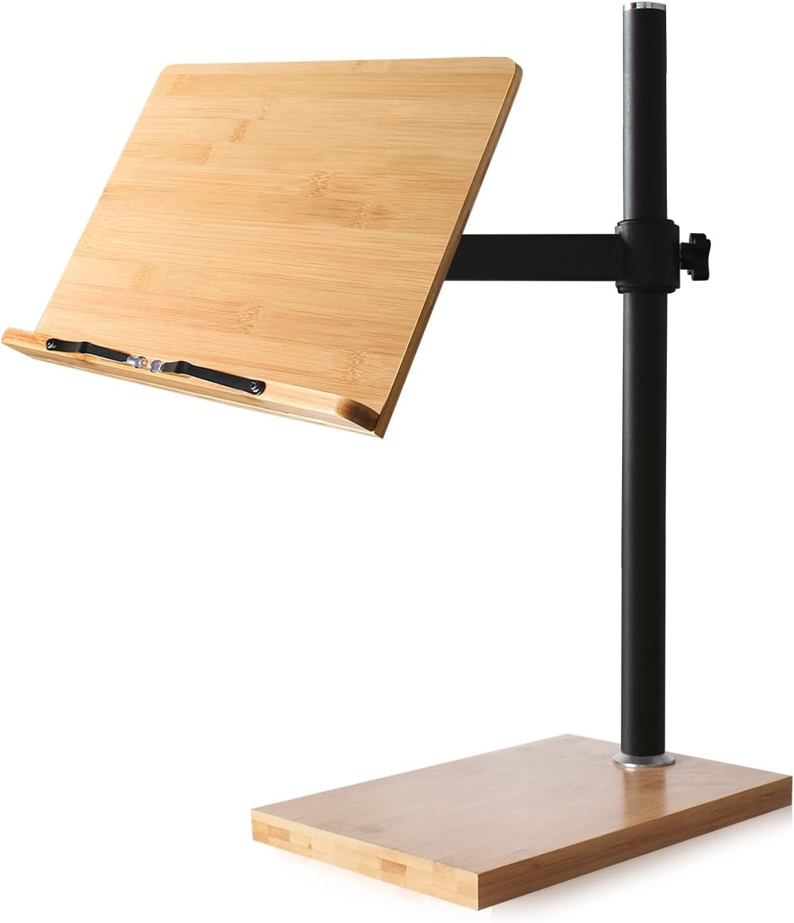wishacc Bamboo Book Stand, Adjustable Reading Holder