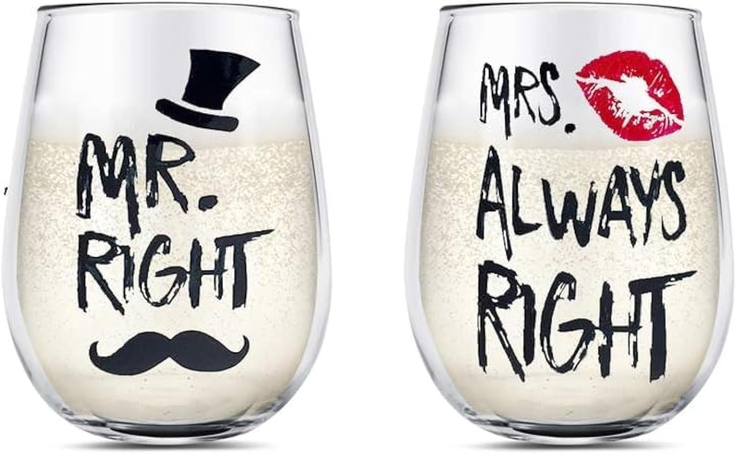 Yalucky Mr & Mrs Wine Glasses Set – Couple Wedding Gift