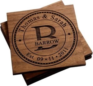 Personalized Wooden Coaster Set —...