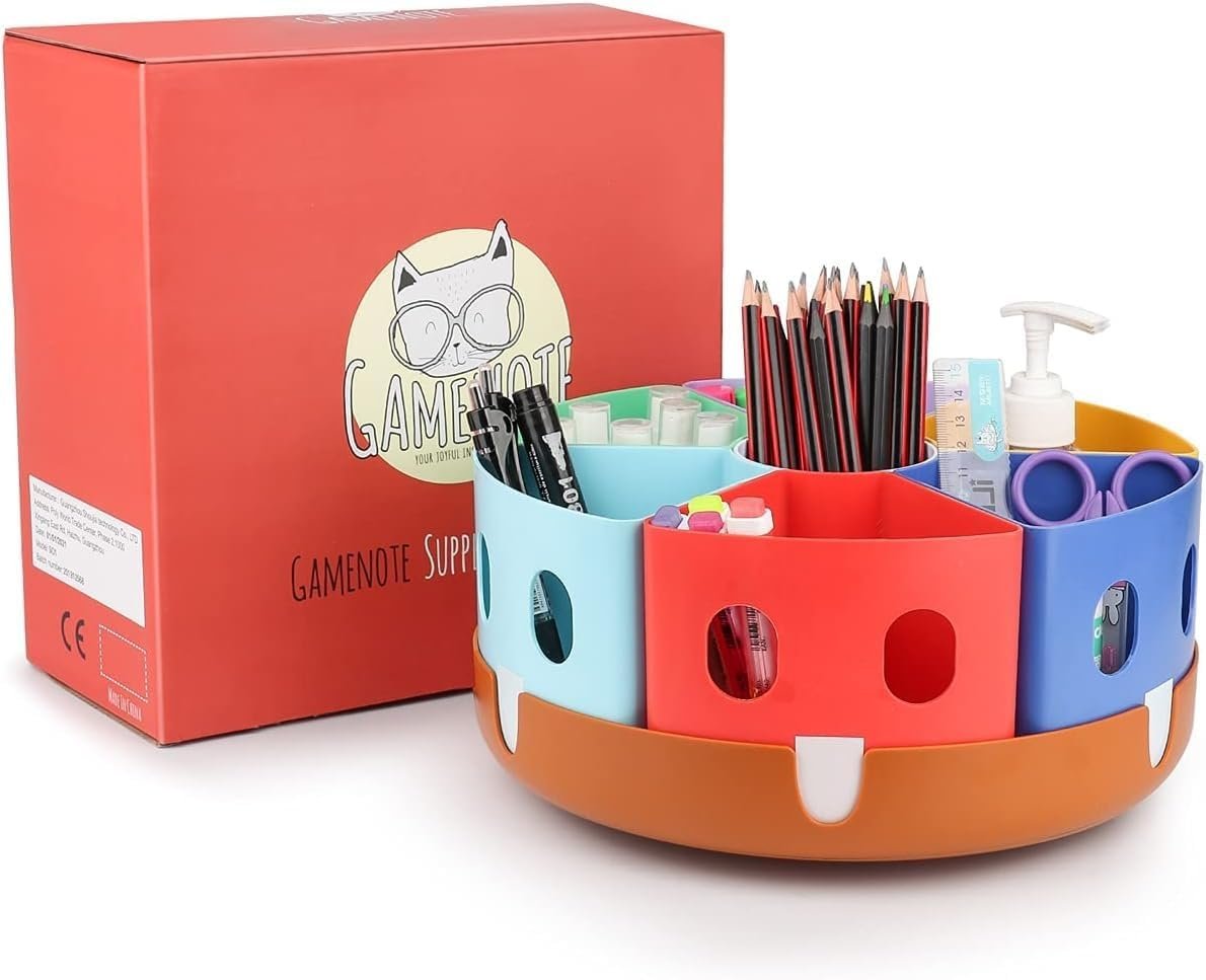 GAMENOTE Rotating Art Supplies Organizer - Lazy Susan Office School Supply for Kids Desk Organization and Storage Homeschool Craft Caddy Classroom Organization (Large) - Image 9