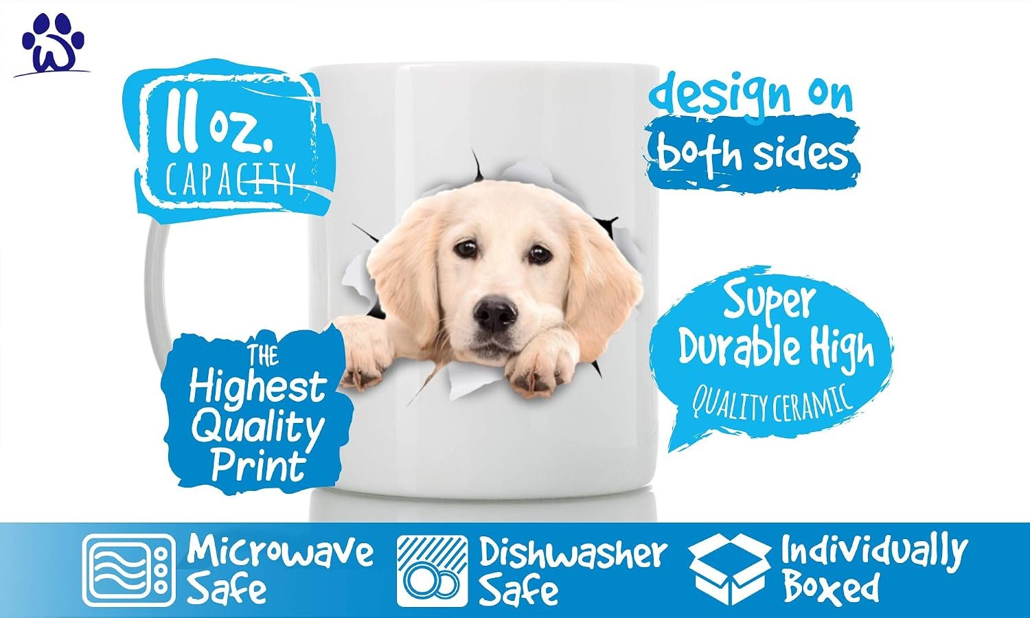 Winston & Bear Peaking Labrador Mug - Ceramic Dog Coffee Mug Gift for Dog Lovers Mom and Dad - Perfect Birthday or Christmas, Father's or Mother's Day Gift (11oz) - Image 3