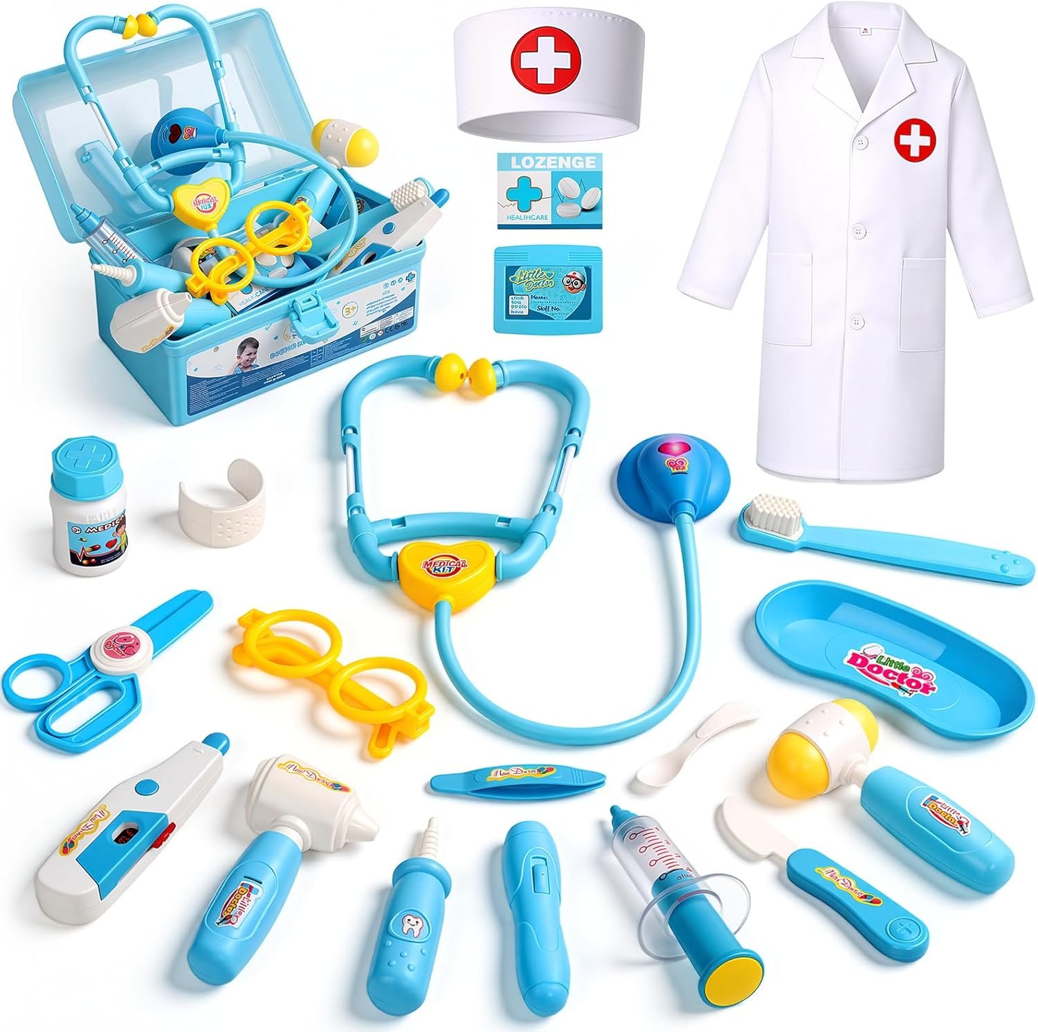Kids Doctor Kit — 21 pc Pretend Play Set with Costume