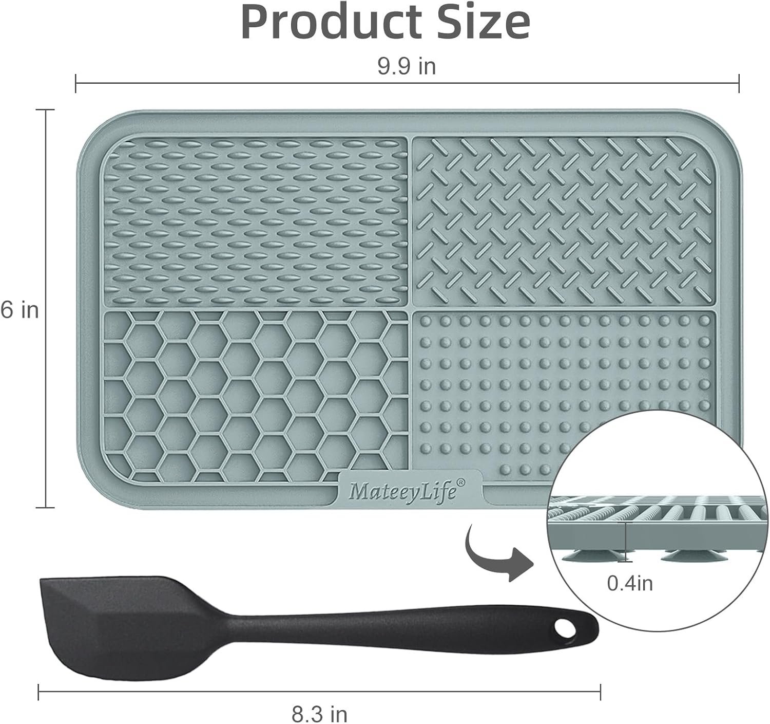 MateeyLife 2PCS Large Lick Mat for Dogs with Suction Cups, Slow Feeder Bowls,Cat Lick Mat for Anxiety Relief, Dog Toys to Keep Them Busy, Cat Licking Pad for Boredom (Gray&Beige, 9.9'' × 6'') - Image 4