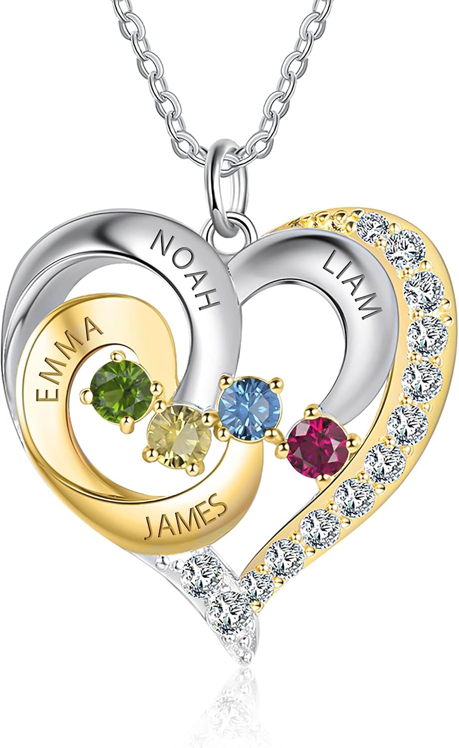 GLAMCARAT Personalized Birthstone Necklace for Grandma