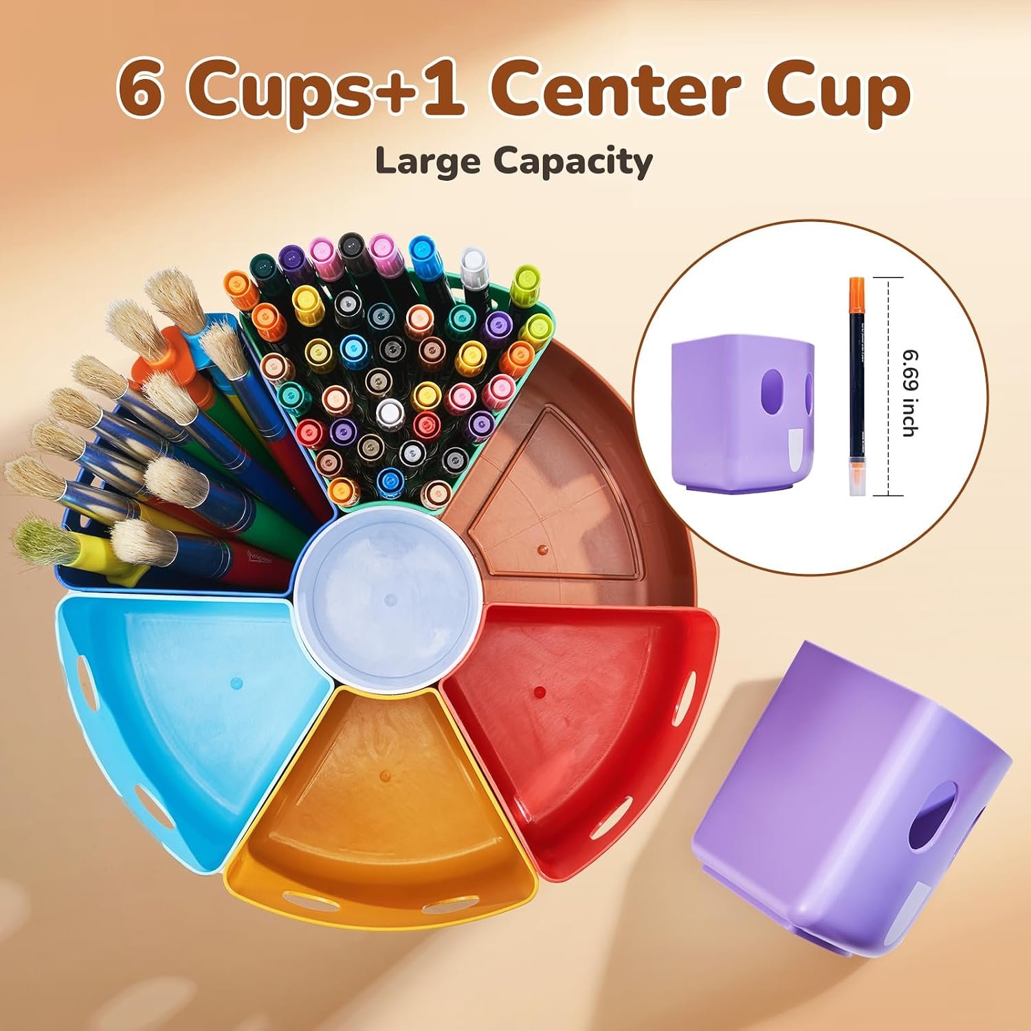 GAMENOTE Rotating Art Supplies Organizer - Lazy Susan Office School Supply for Kids Desk Organization and Storage Homeschool Craft Caddy Classroom Organization (Large) - Image 6