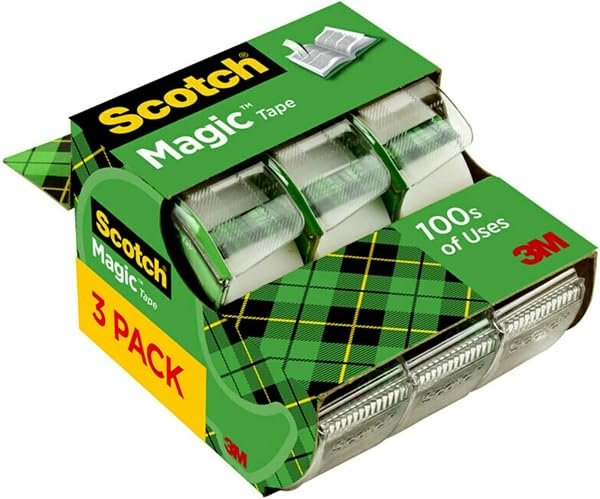 Scotch Magic Tape, 3 Dispensered Rolls, Numerous Applications, Invisible, Clear
