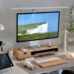 Bamboo Monitor Stand Riser with Dra...