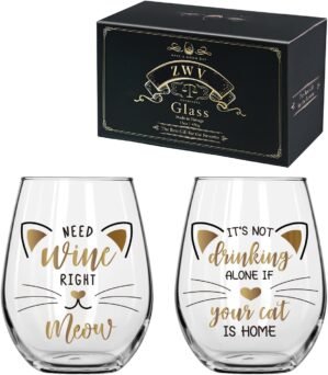 Cat Wine Glasses Set of 2, It’...