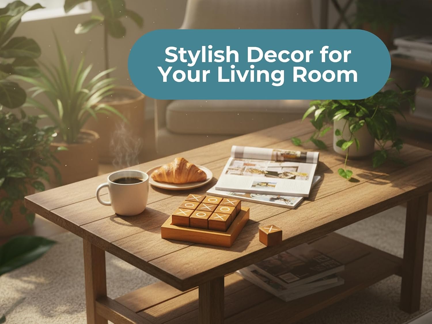 BSIRI Wooden Tic Tac Toe Coffee Table Decor Game Living Room Home Office Decorative Small Desk Bar Top Classic XO Tictactoe Toy Board Travel Size Wood Mini Gifts for Family Games and Gifts for Adults - Image 8