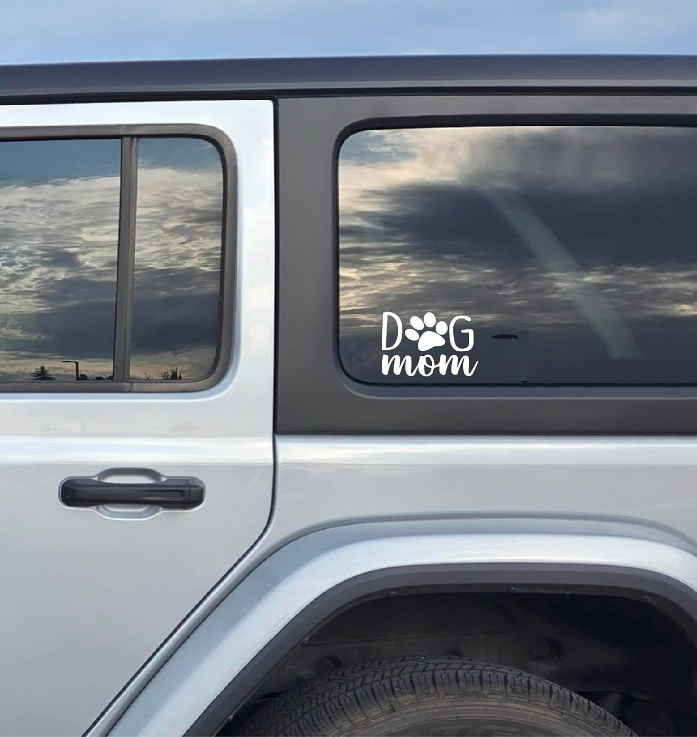 LEENAE Dog Mom Decal Vinyl Bumper Sticker for Car Truck Van Windows Laptop, White Dog Mom Sticker | White | 4.5” - Image 3