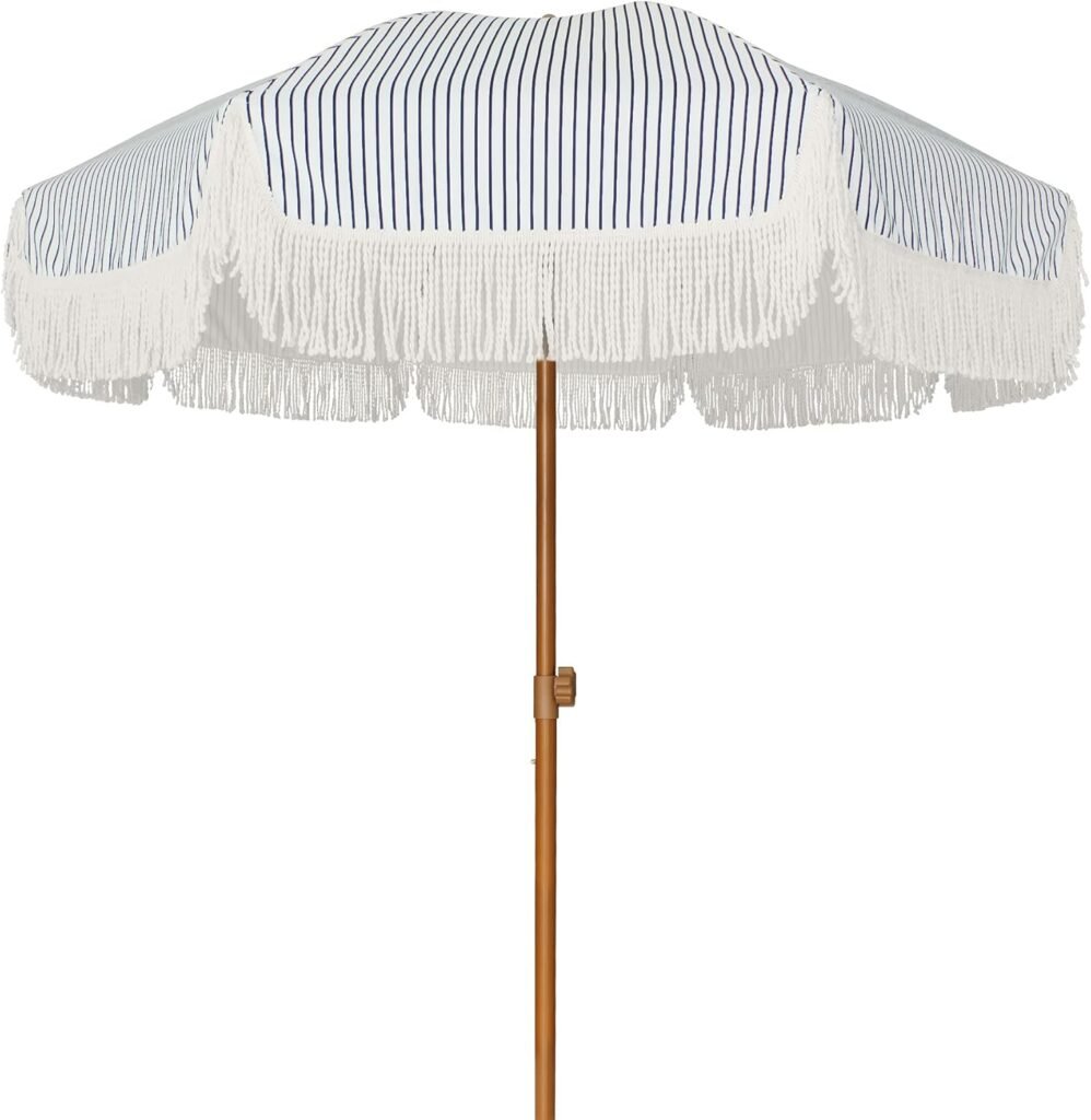 AMMSUN 7ft Fringe Patio Umbrella