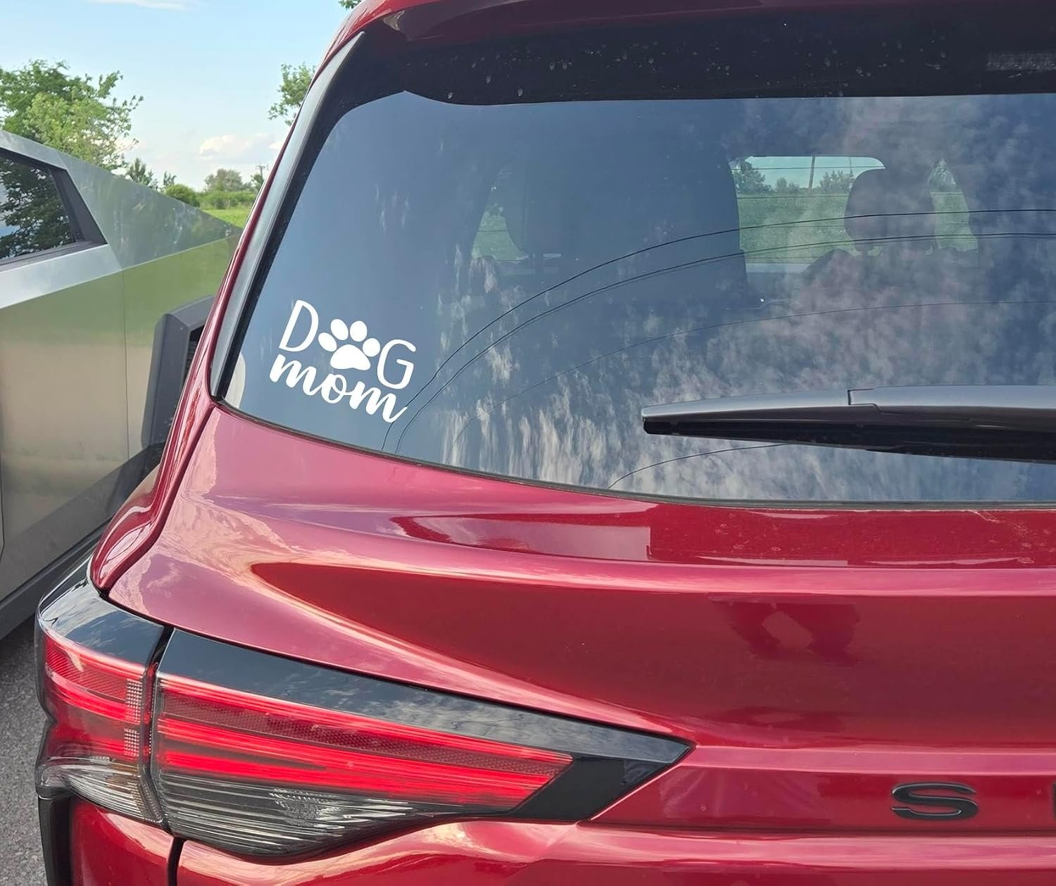 LEENAE Dog Mom Decal Vinyl Bumper Sticker for Car Truck Van Windows Laptop, White Dog Mom Sticker | White | 4.5” - Image 2