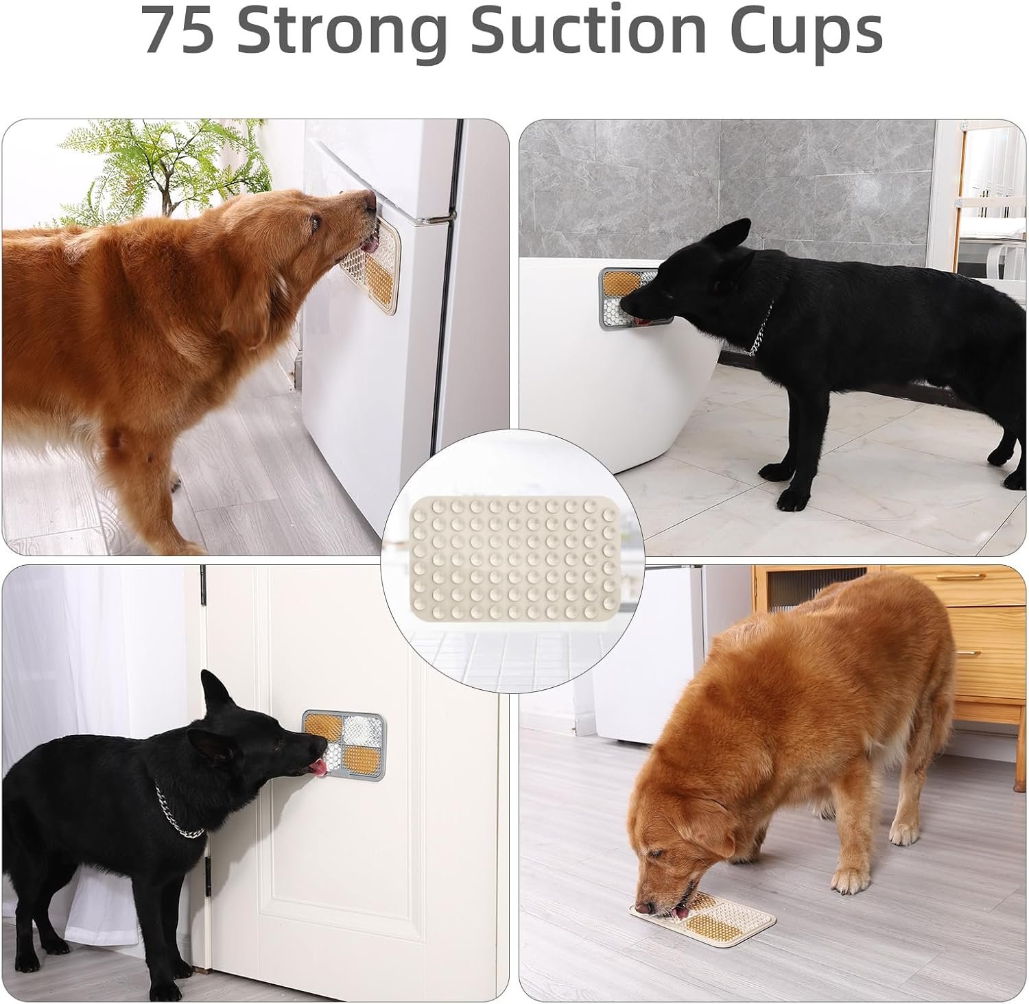 MateeyLife 2PCS Large Lick Mat for Dogs with Suction Cups, Slow Feeder Bowls,Cat Lick Mat for Anxiety Relief, Dog Toys to Keep Them Busy, Cat Licking Pad for Boredom (Gray&Beige, 9.9'' × 6'') - Image 5