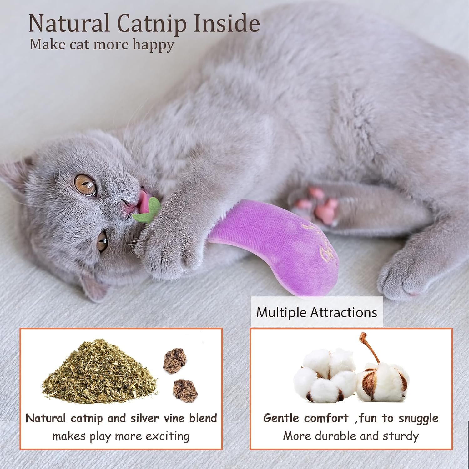 ETEKYER Catnip Cat Toys, 5 Pack, Plush Catnip Toys for Indoor Cats Kitten, Interactive Cat Nip Kitty Kicker Chew Safe Teeth Cleaning Toys, Fun Carrot Vegetable Shape - Image 7