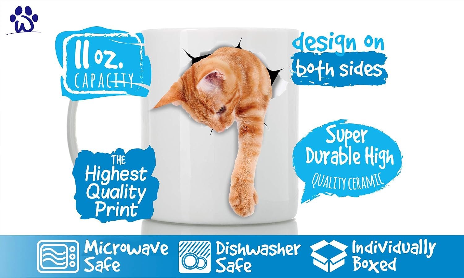 Winston & Bear Adorable Ginger Cat Coffee Mug - Ceramic Funny Coffee Mug Gift for Tabby Cat Lovers (11oz) - Image 3