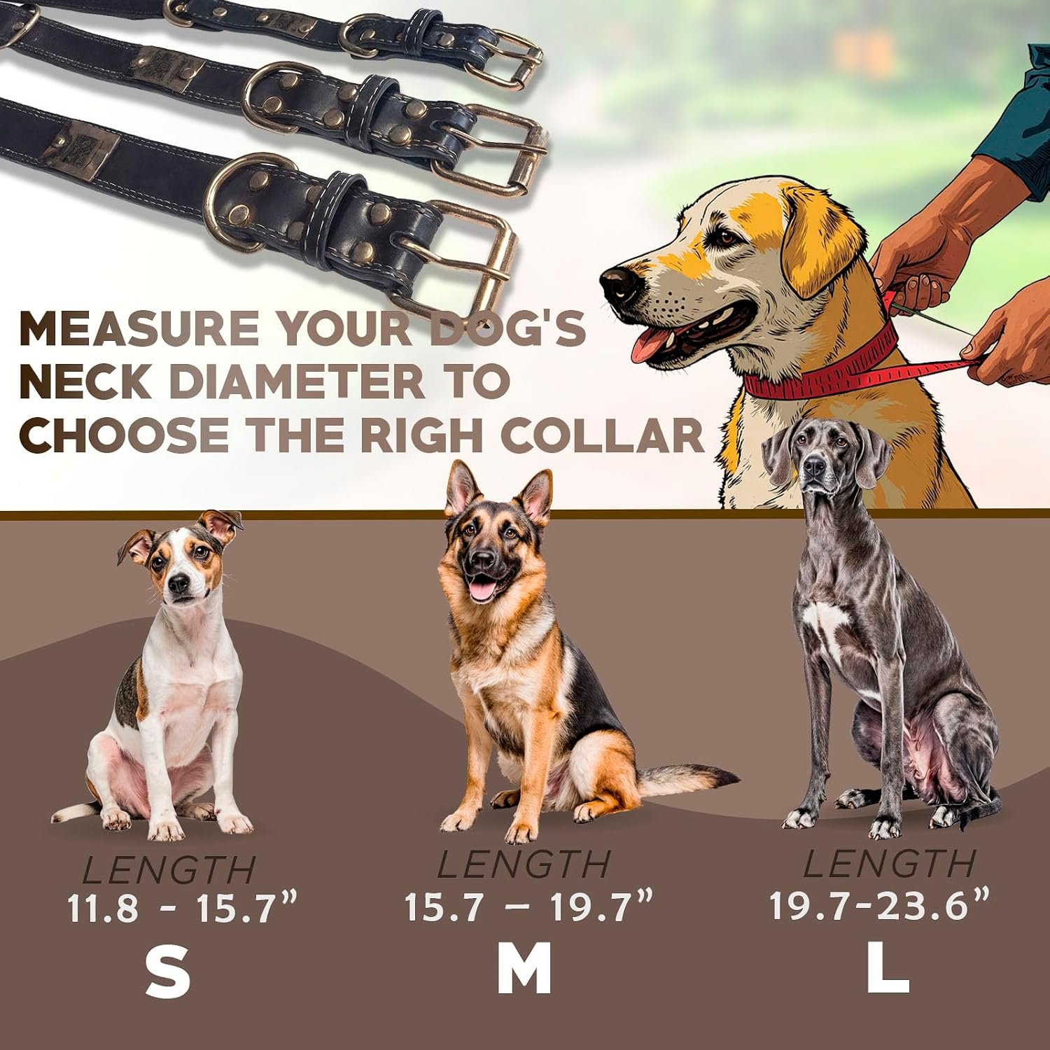 Personalized QR Code Dog Collar - Durable Genuine Leather Pet Collar with Engraved Smart ID Tag, Personalized Dog Collar with Name and Phone Number, Soft Padded Adjustable Neck Strap, Brown - Image 5