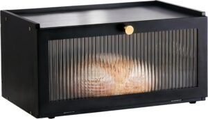 ETMI Black Bread Box for Kitchen Co...