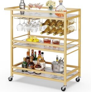 Leteuke Bar Cart for Home, 3 Tier G...