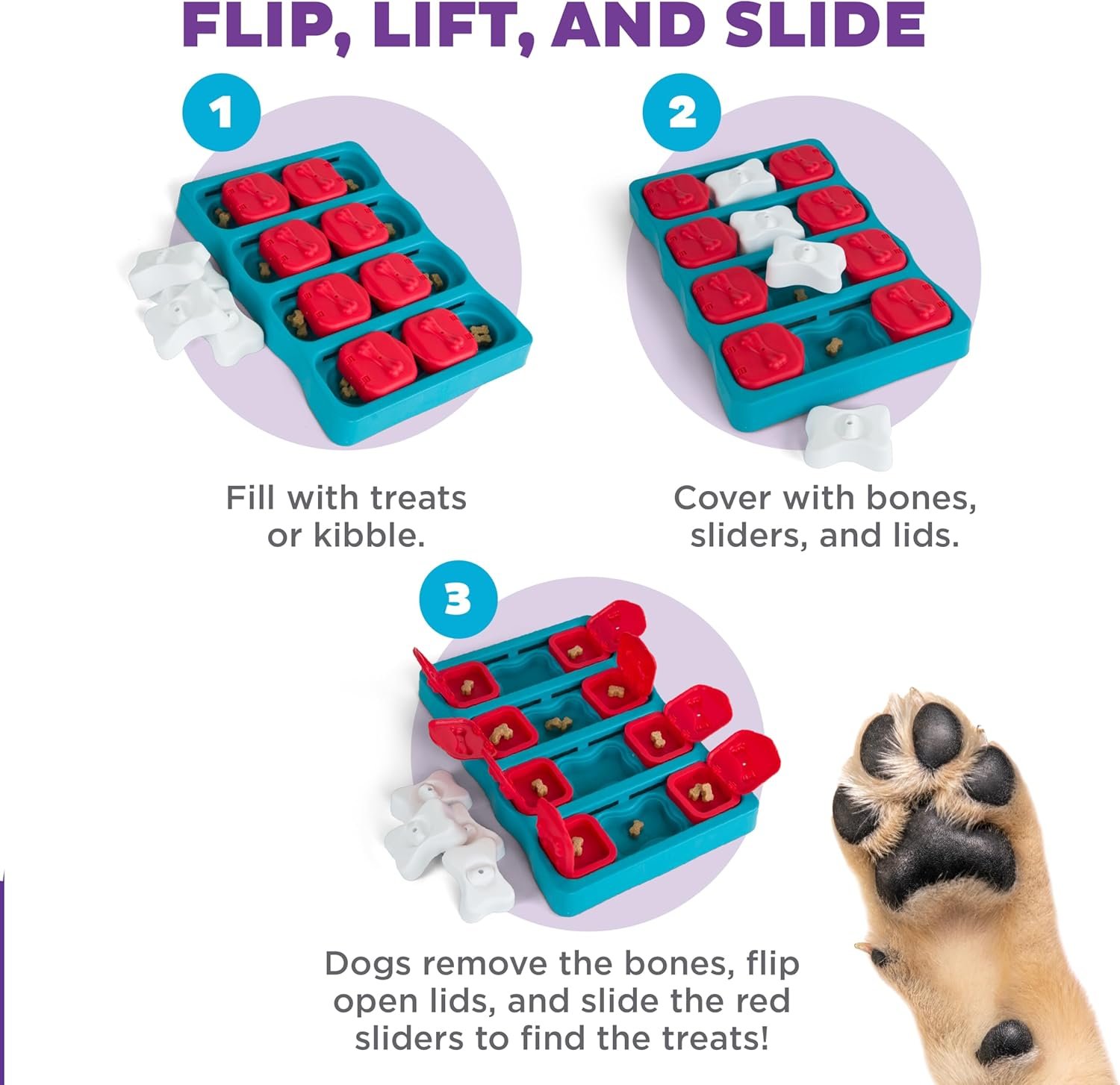 Outward Hound by Nina Ottosson Dog Brick – Interactive Treat Puzzle Enrichment Toy, Level 2 Intermediate - Image 3