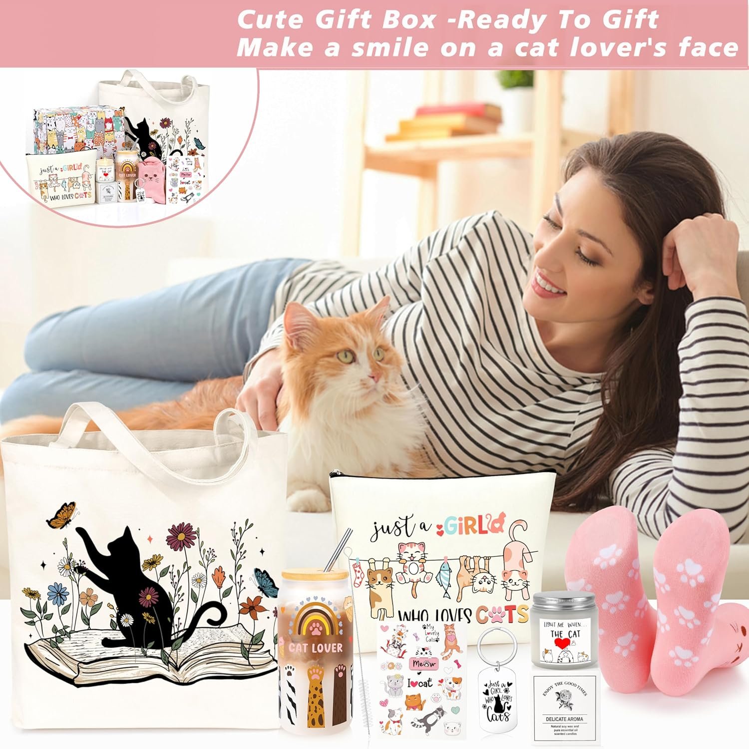 Cat Lover Gifts for Women, Gifts for Cat Lovers, Cats Themed Gift Set of 7 - Image 7