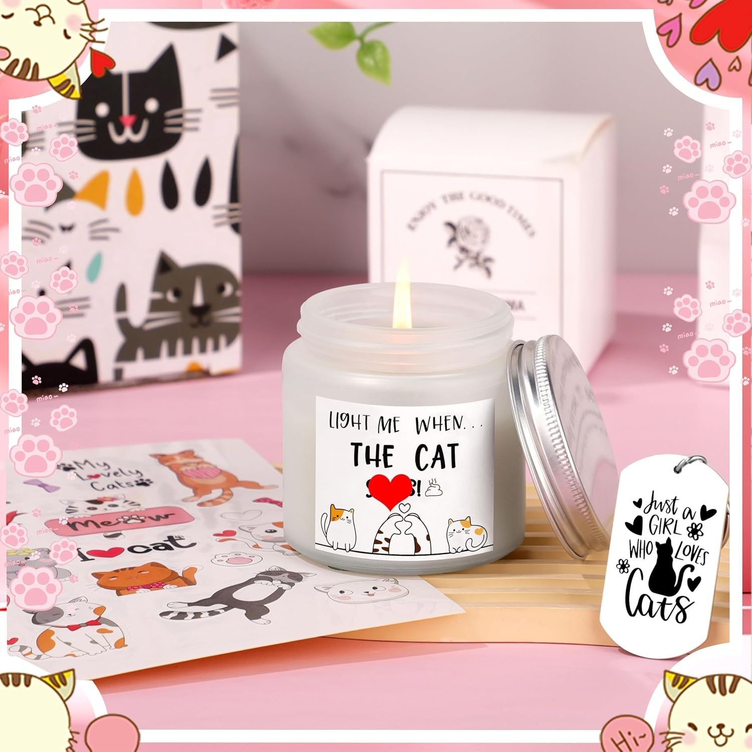 Cat Lover Gifts for Women, Gifts for Cat Lovers, Cats Themed Gift Set of 7 - Image 8