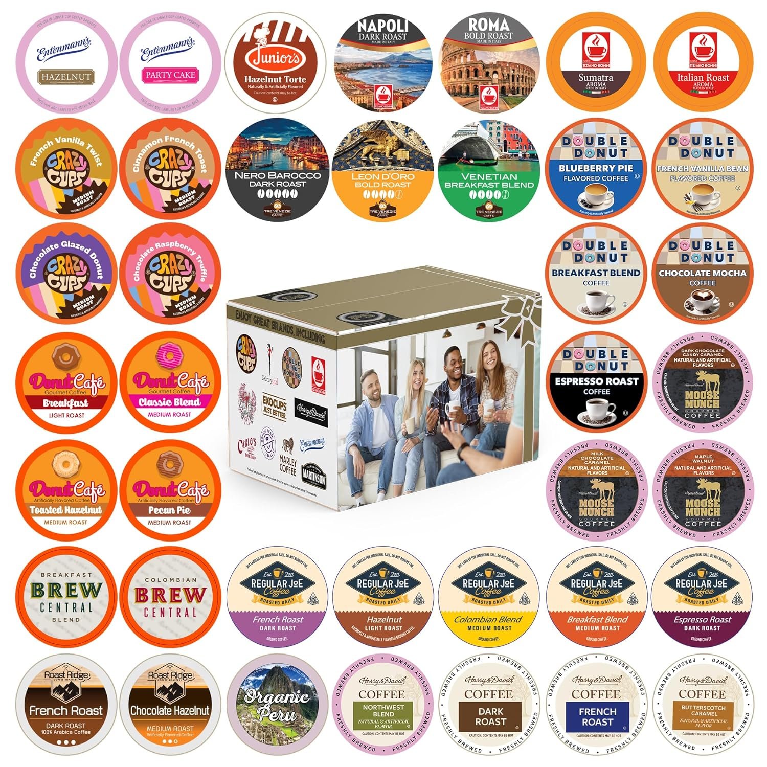 Coffee Pods Variety Pack Sampler, Coffee Lovers Single-Serve Capsules & Pods For Keurig K Cup Machines, Assorted Variety Pack, 40 Count