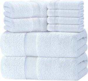 Luxury White Bath Towel Set of 8 Pi...