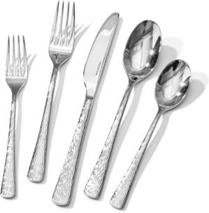KINGSTONE 40-Piece Hammered Stainle...