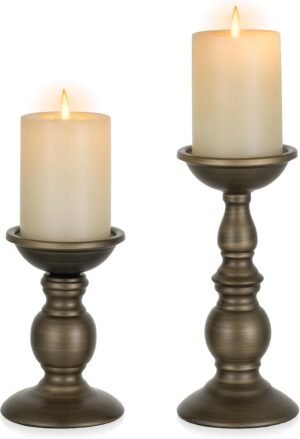 NUPTIO Bronze Pillar Candle Holders...