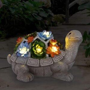 Nacome Solar Garden Turtle Statue w...