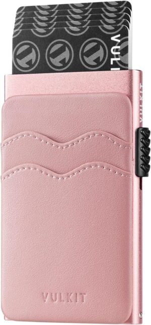 VULKIT Slim Leather Card Holder –...