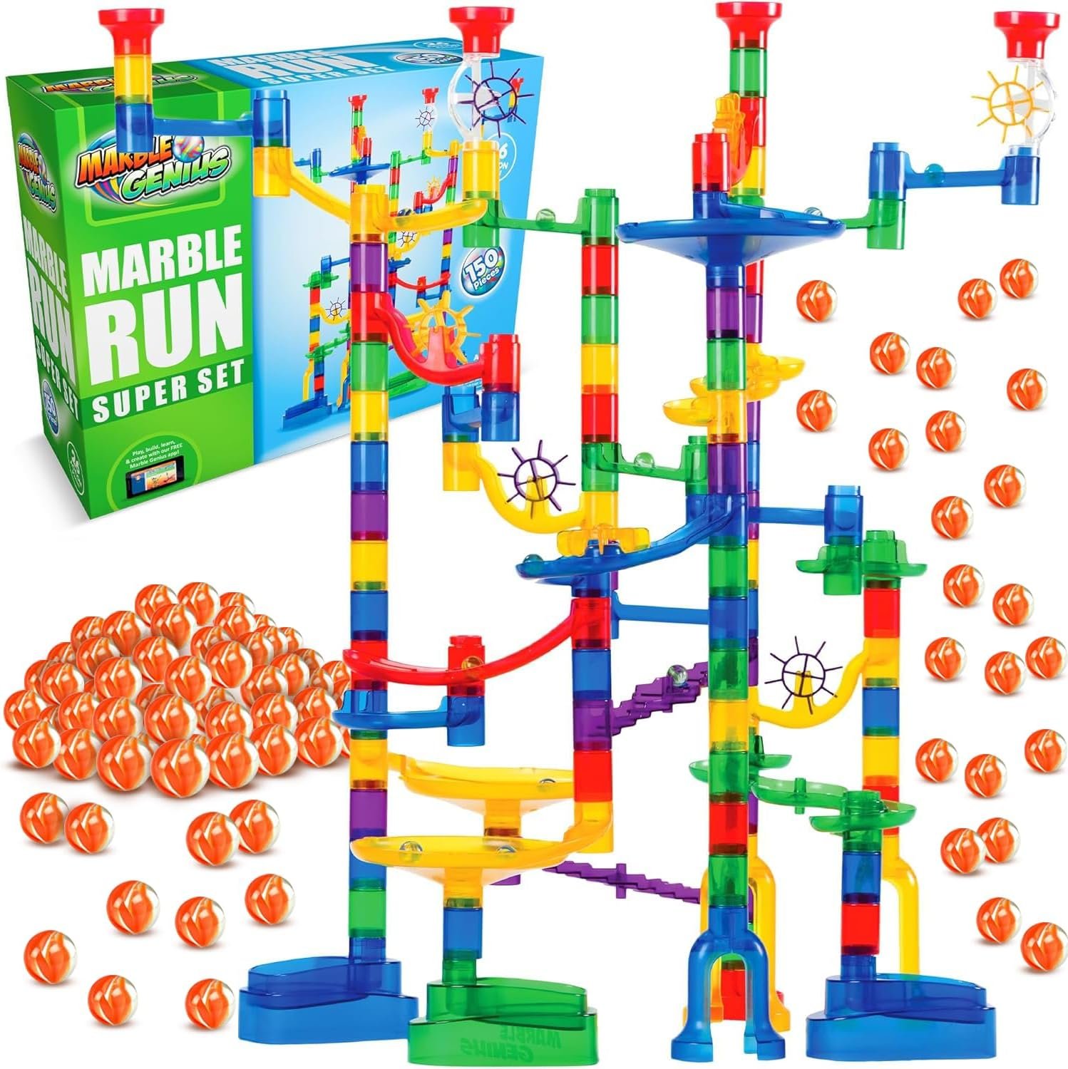 Marble Genius Marble Run Super Set – 150 Pieces (STEM Building Toy)