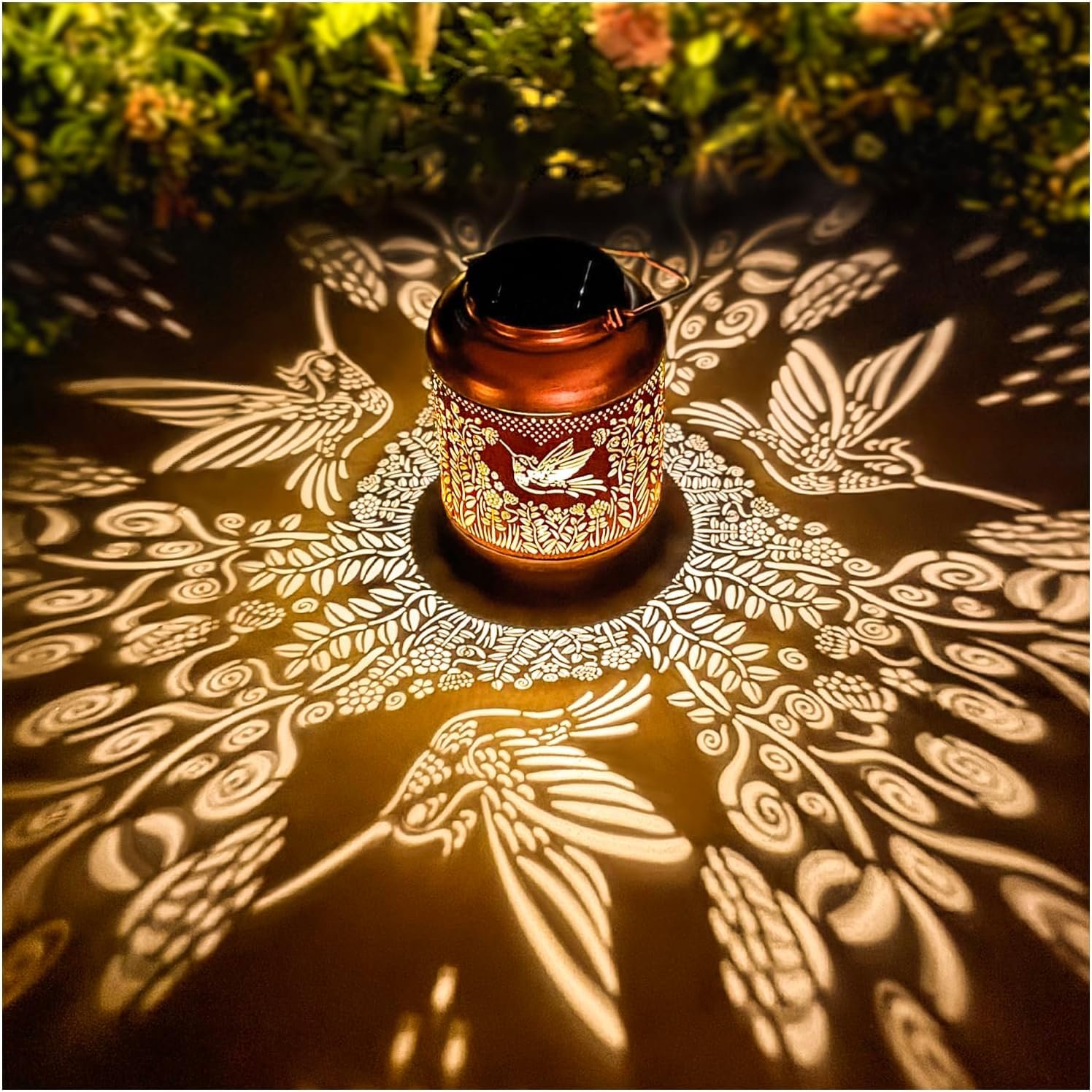Hummingbird Solar Lantern – Waterproof Hanging Metal LED Garden Light, Gift for Mom