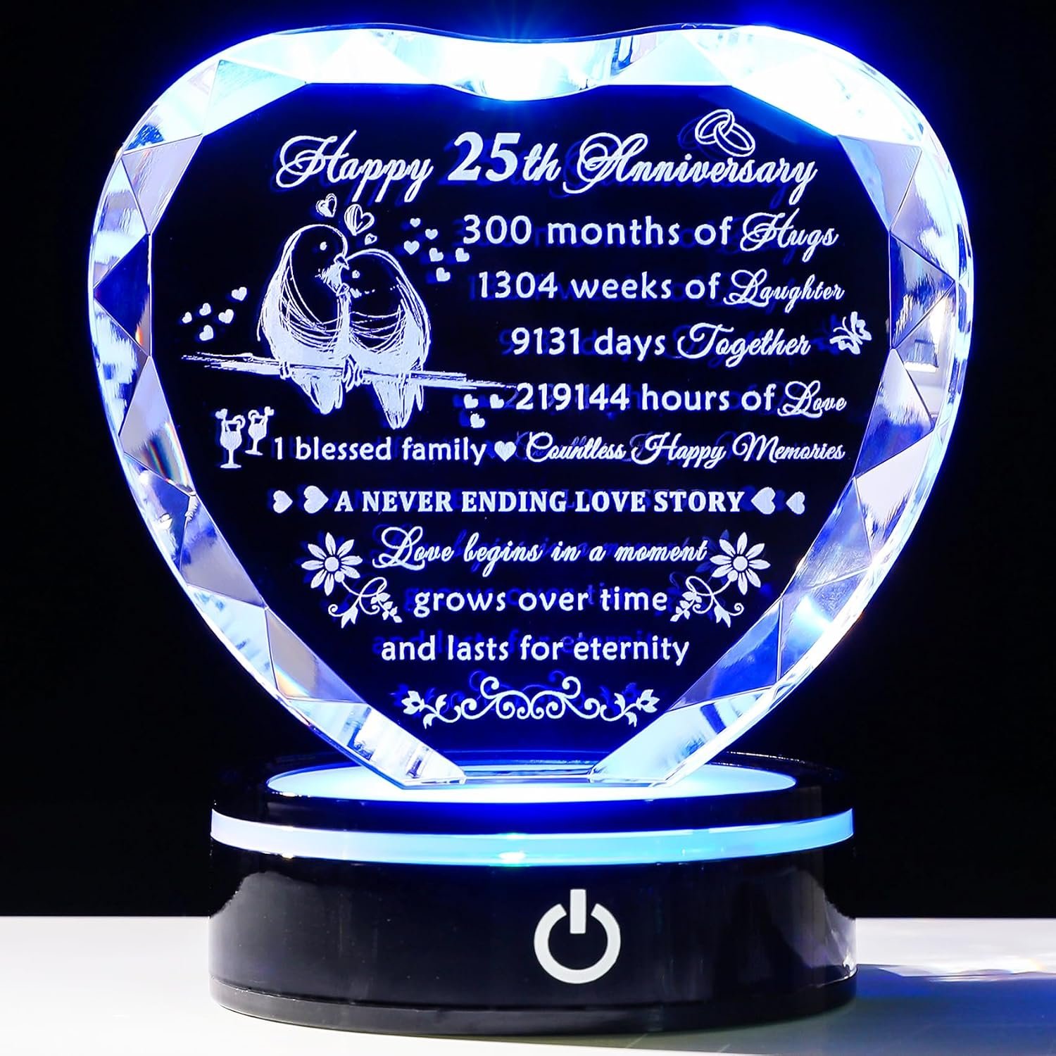 YWHL 25th Anniversary Crystal Heart with LED Base