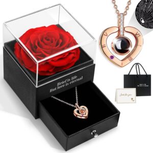 HEGUD Preserved Real Rose with I Lo...