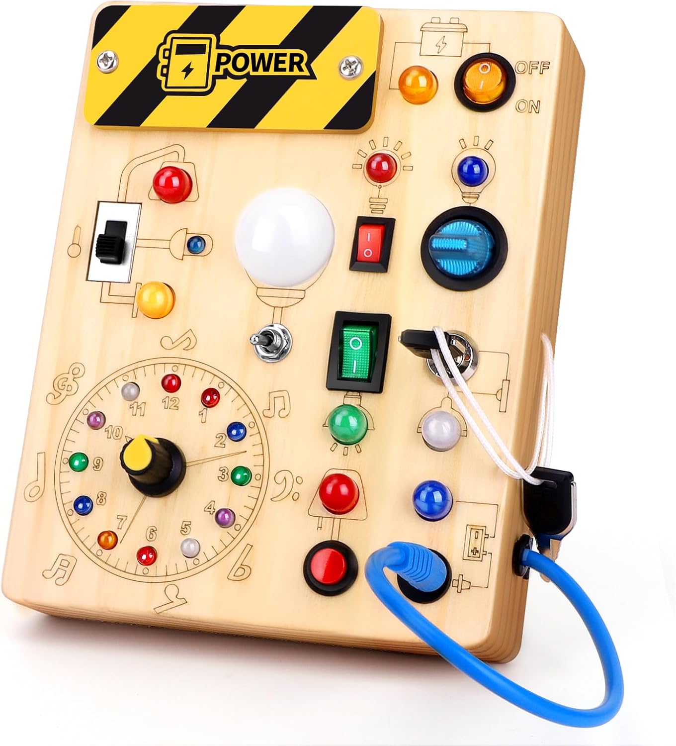 Grarain Montessori Busy Board for Toddlers (LED Light Switches)