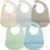 PandaEar 5 Pack Waterproof Silicone Baby Bibs| Super Thin Light Weight Feeding Bib with Food Catcher Pocket for Toddler