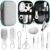 Baby Grooming Kit – Nursery Essentials Baby Registry Shower Gift for Newborns, Infants, Toddlers, Boys, Girls Kids-Safety Baby Comb, Brush, Finger Toothbrush, Nail Clippers, Scissors (Grey White 12 in 1)
